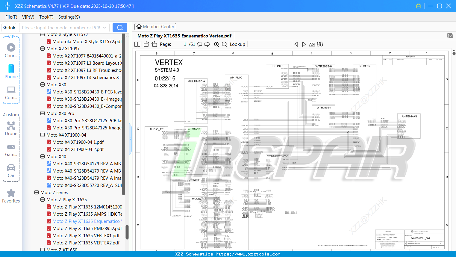 Motorola Moto Z Play XT1635 Esquematico Vertex
